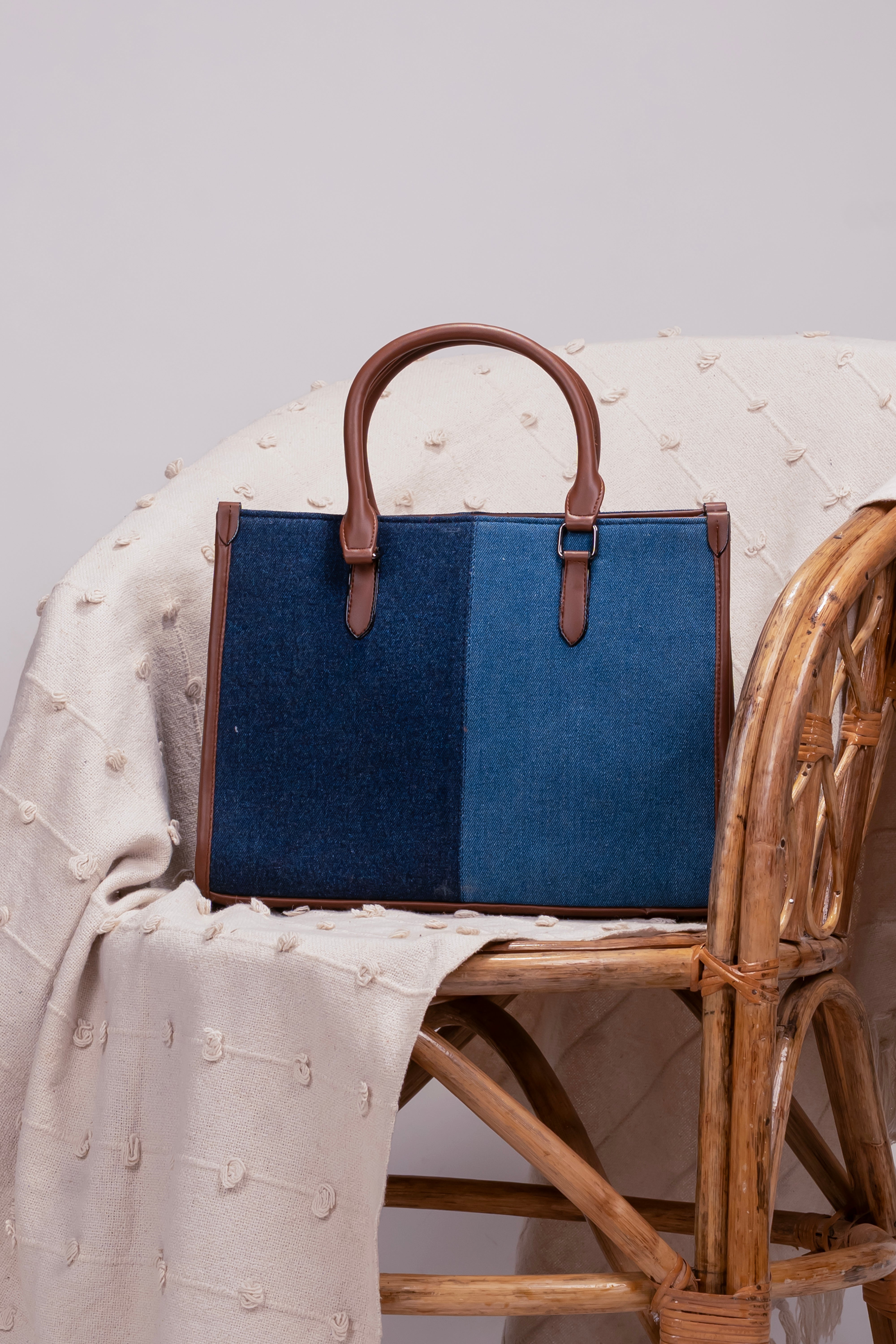 Denim Laptop Tote Bag for Women | Fits 14 Inch Laptop | Office & College Handbag with Adjustable Shoulder Strap | Multi-Compartment Work Bag