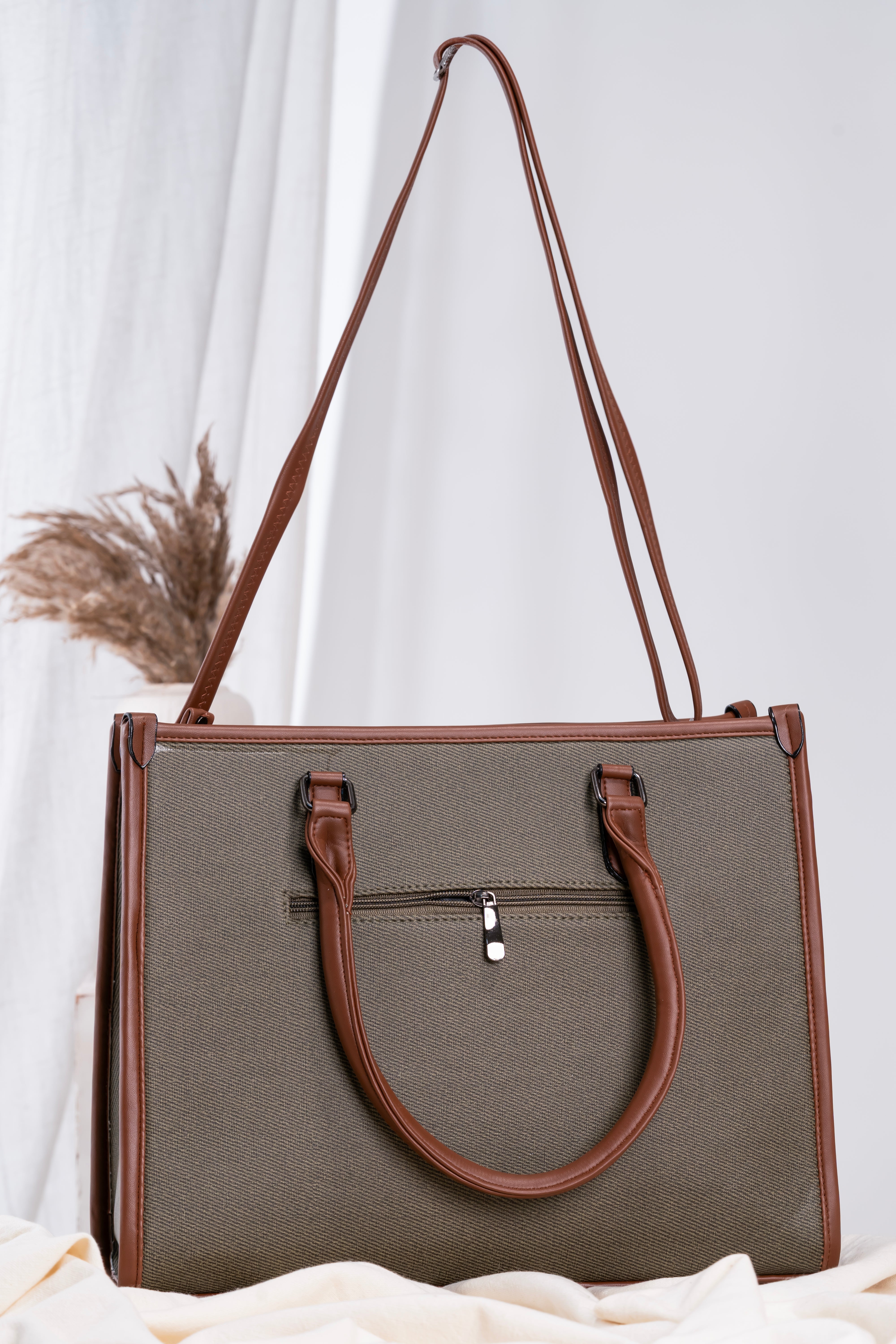 Women's Large Green Jute Classic Tote