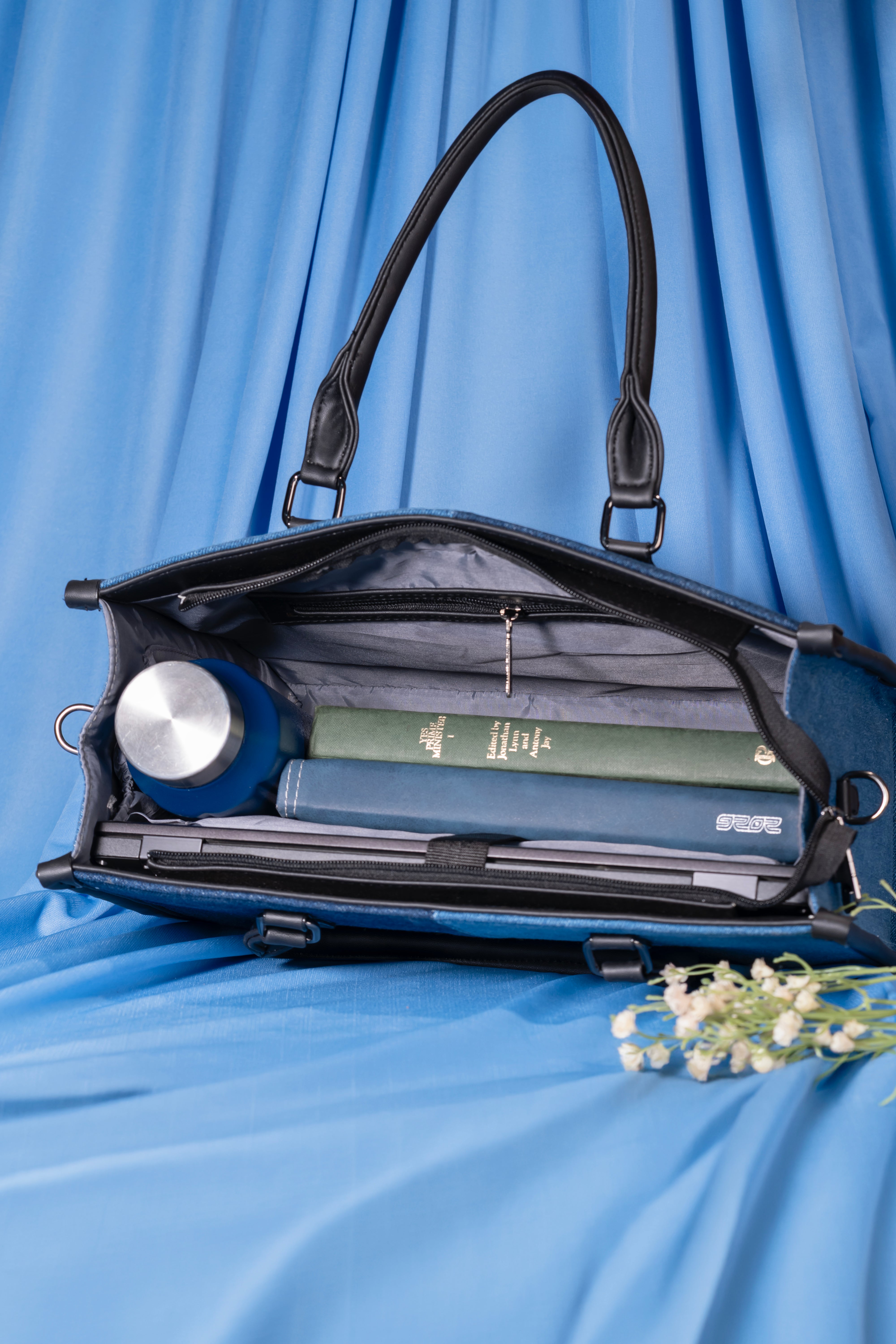 Denim Tote | Laptop Bag With Adjustable & Detachable Strap | Fits Up to 14 Inches Laptop