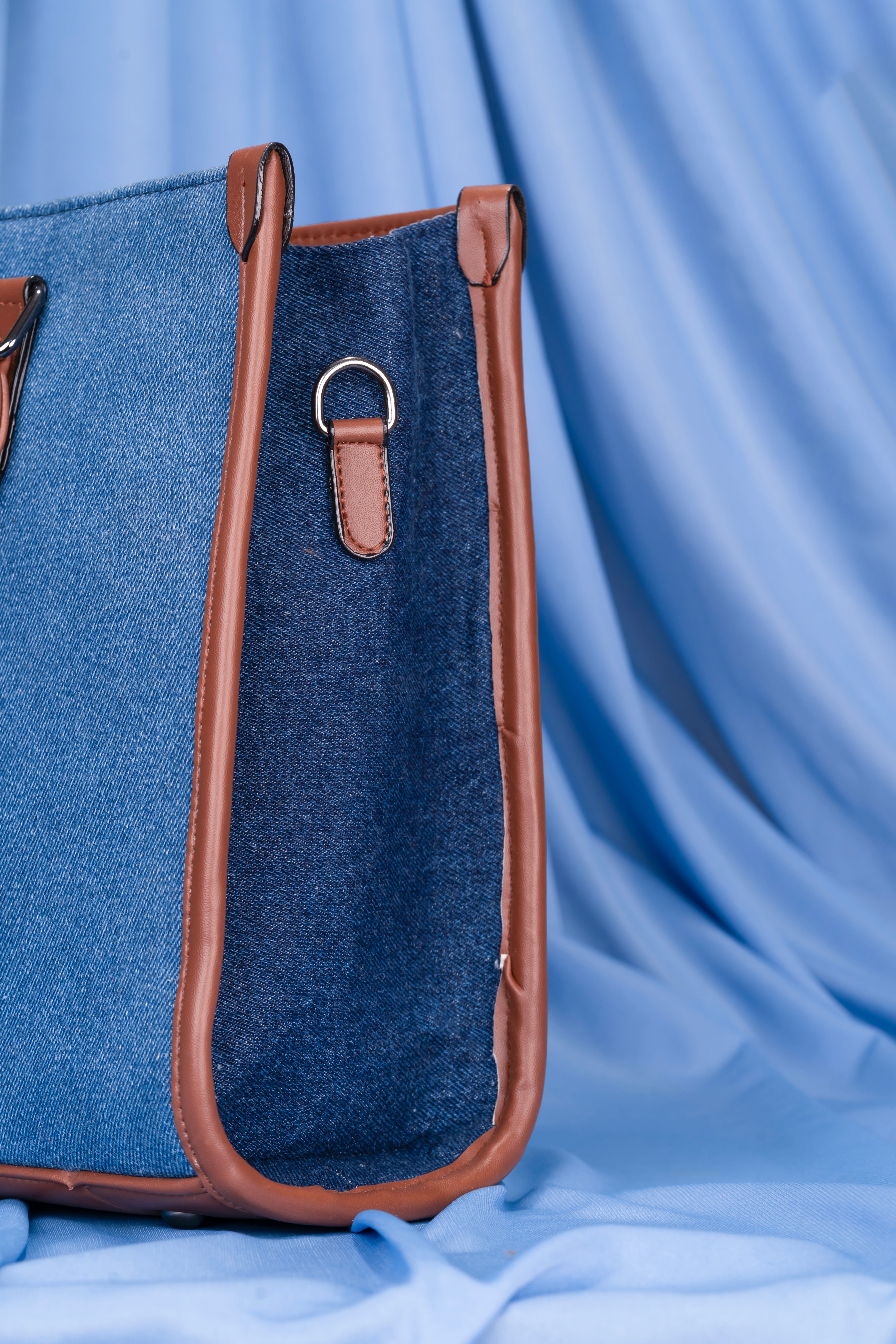 Denim Laptop Tote Bag for Women | Fits 14 Inch Laptop | Office & College Handbag with Adjustable Shoulder Strap | Multi-Compartment Work Bag