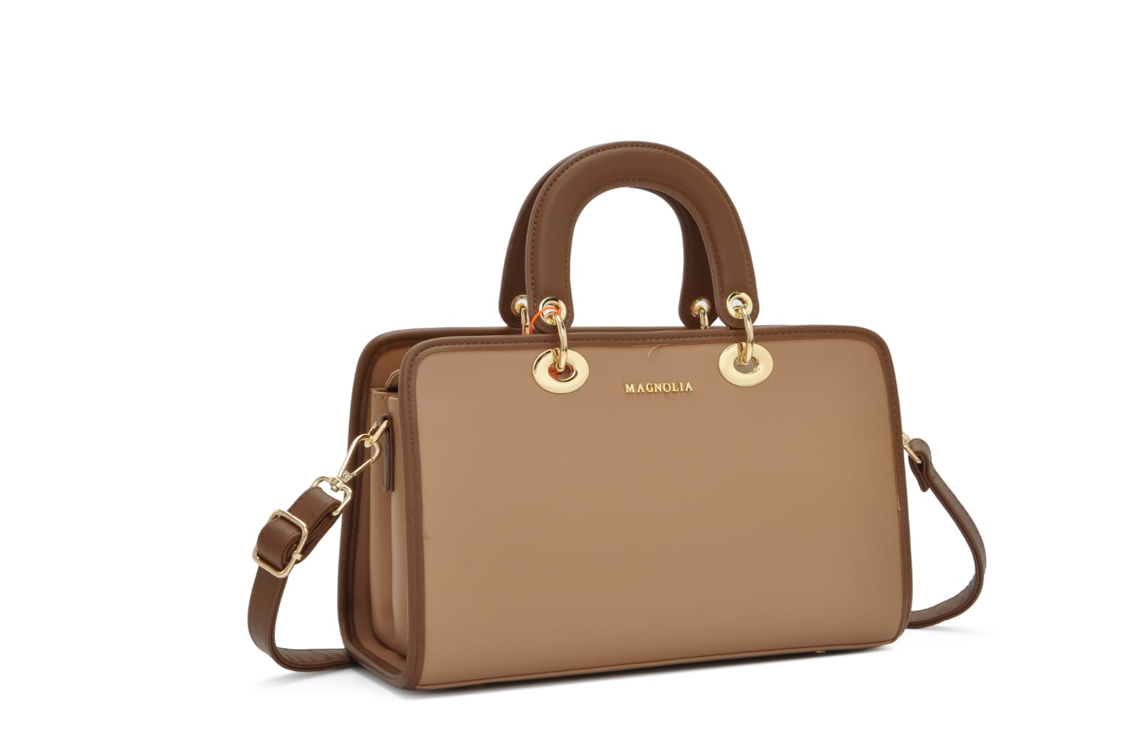 Elegant Brown Structured Handbag with Sling Strap